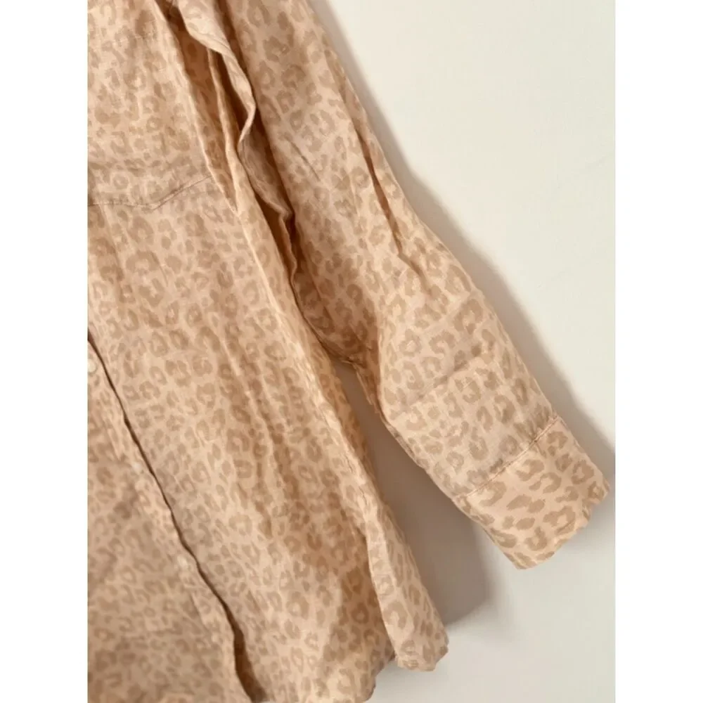 Gap 100% Linen Animal Print Shirt Women's Size Small New Neutral Classic N64 - Picture 13 of 14
